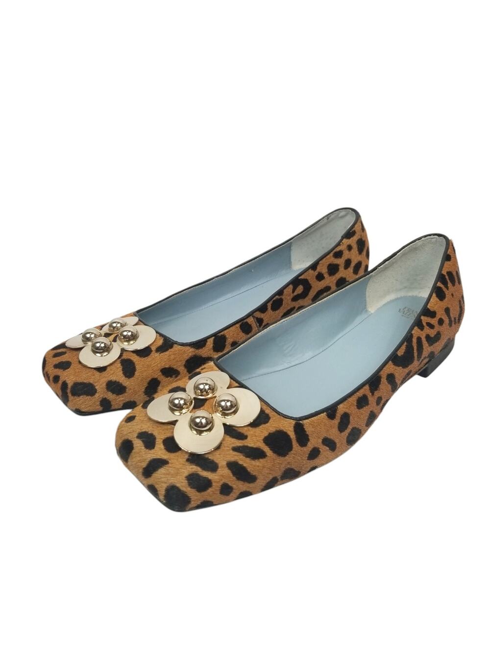 Frances Valentine New York Calf Hair Leopard Print Square Toe Flats Size 11